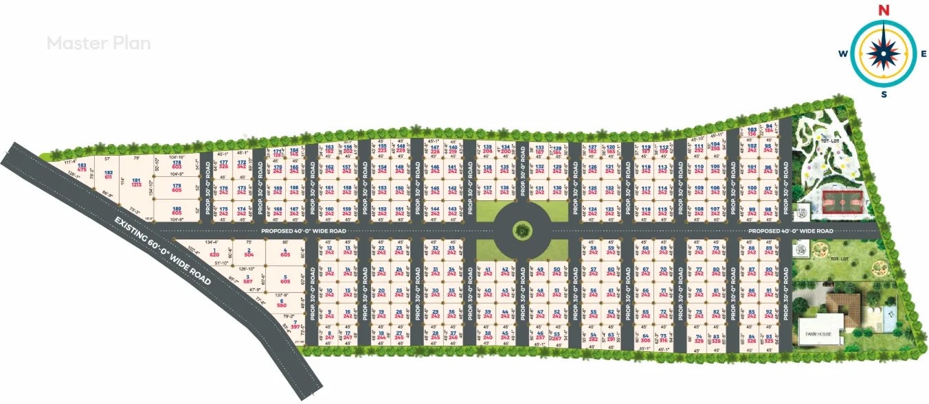 The valley farms Master Plan Layout with Plot Numbers