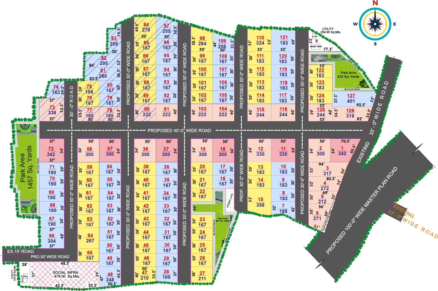 sv Grand City Master Plan Layout with Plot Numbers